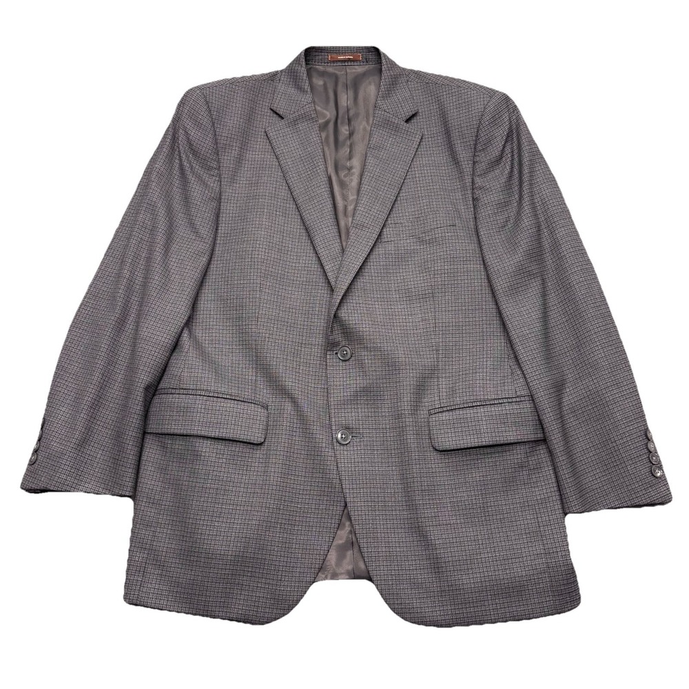 Peter Millar Blazer 42R Gray Check 100% Wool Made in Canada Sport Coat Jacket